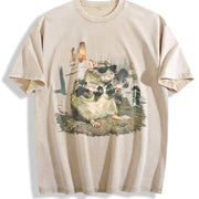 Weightlifting Mouse Vintage Washed T-Shirt in Beige
