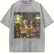 Surreal Band Portrait Vintage Washed T-Shirt in Gray