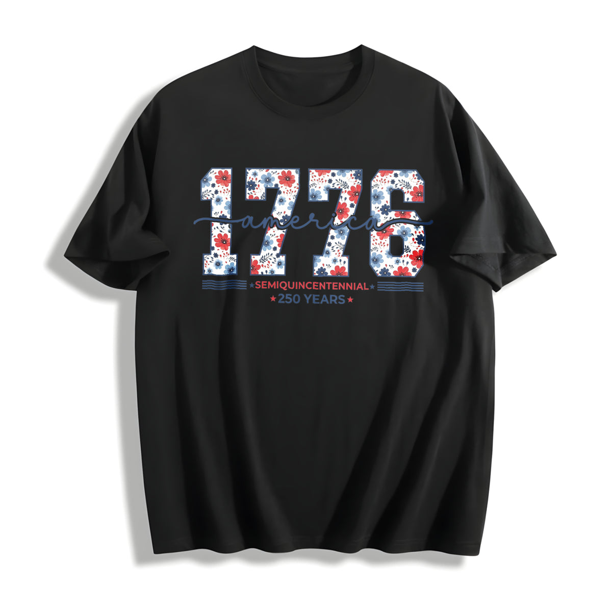 Happy 250th Birthday USA America 250th Anniversary Cotton T-Shirt in Black