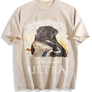 Michelob Ultra Black Lab Duck Hunting Vintage Washed T-Shirt in Beige