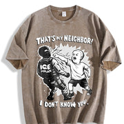 That's My Neighbor Anti ICE and Batik vintage washed oversized T-shirt in Brown