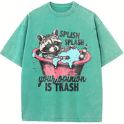 Meme Raccoon Raccoons Vintage Washed T-Shirt in Blue