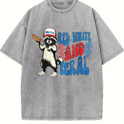 Red White and Feral Vintage Washed T-Shirt in Gray