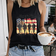 Land of the Free Because of the Brave Women's Color Cotton Tank Top in Black