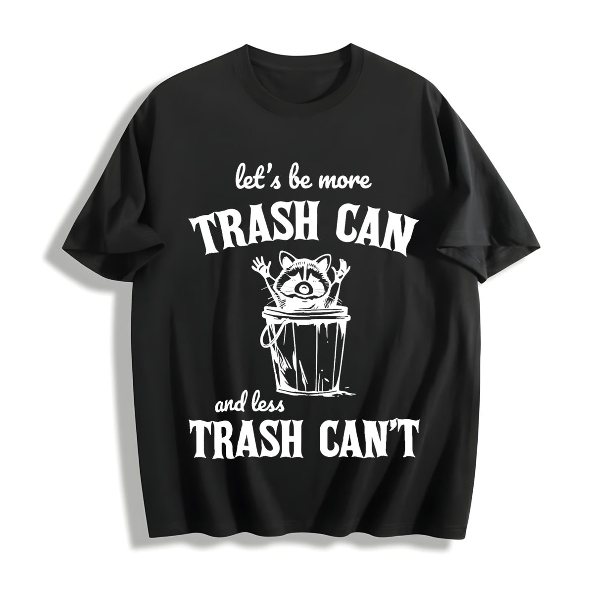 More Trash Can Raccoon Cotton T-Shirt in Black