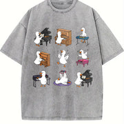 Goose Piano Teacher Vintage Washed T-Shirt in Gray