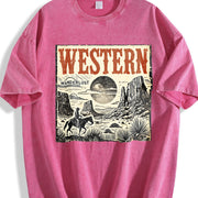 Western Wanderlust 90s Vintage Washed T-Shirt in Red