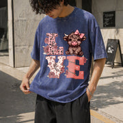 Leopard Love Vintage Washed T-Shirt in Blue