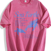 Sea Turtle 90s Retro Ocean Animal Vintage Washed T-Shirt in Red