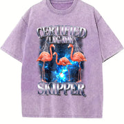 Certified Leg Day Skipper 90s Vintage Washed T-Shirt in Purple