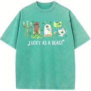 St. Patrick’s Day Lucky As Vintage Washed T-Shirt in Blue