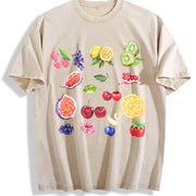Fruits and Berries 90s Vintage Washed T-Shirt in Beige