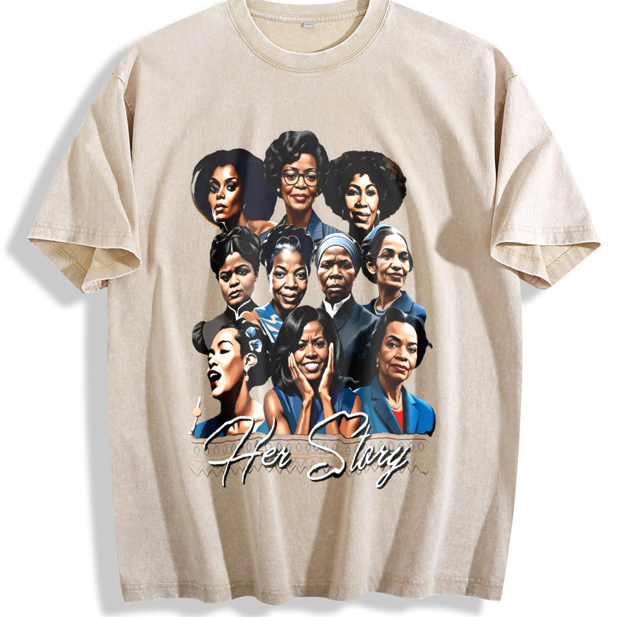 Black Empowerment Portraits & A Long Hot Story - Spring/ vintage washed oversized T-shirt in Beige