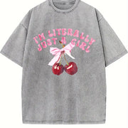 I'm Literally Just a Girl Vintage Washed T-Shirt in Gray