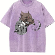 Weightlifting Wolf Vintage Washed T-Shirt in Purple