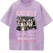 Katseye Beautiful Chaos Tracklist Vintage Washed T-Shirt in Purple