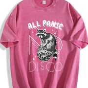 Retro Raccoon All Panic No Disco 90s Vintage Washed T-Shirt in Red