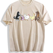 Little Bear Animal Friends Parade vintage washed oversized T-shirt in Beige