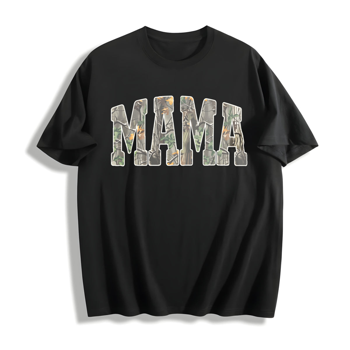 Hunting Mama Camo Western Cotton T-Shirt in Black
