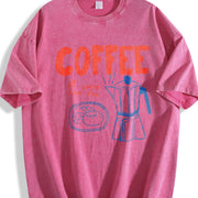 Coffee Club Coffee Lover Vintage Washed T-Shirt in Red