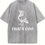 Retro Pigeon Puns 90s Vintage Washed T-Shirt in Gray