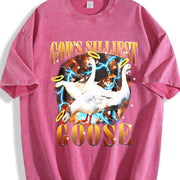God's Silliest Goose Sarcastic 90s Vintage Washed T-Shirt in Red