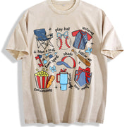 ZestLoop Coquette Baseball Vintage Washed T-Shirt in Beige