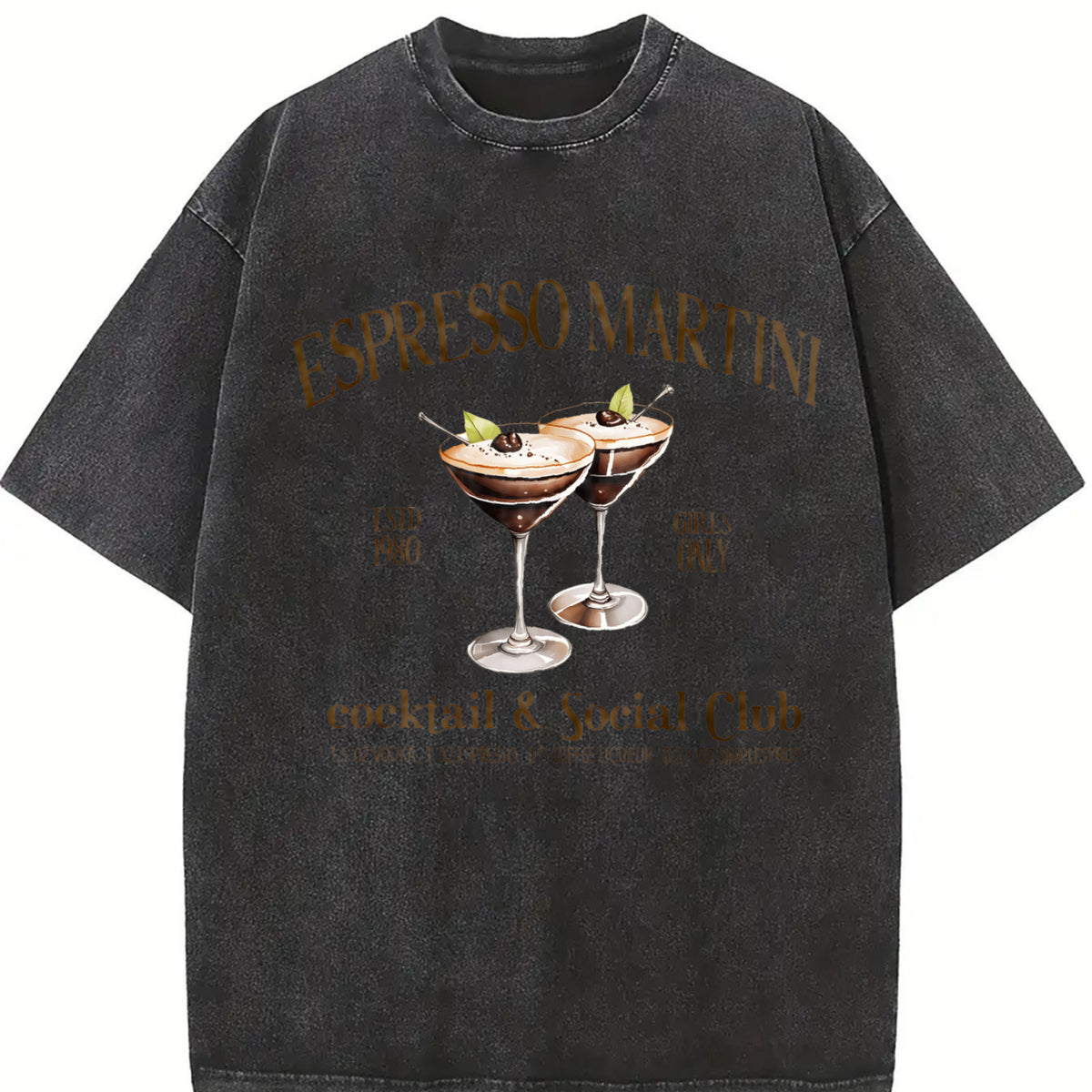 Espresso Martini Cocktail & Social Club vintage washed oversized T-shirt in Black