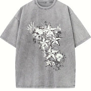 Y2K Red Goth E-girl Gothic 90s Vintage Washed T-Shirt in Gray
