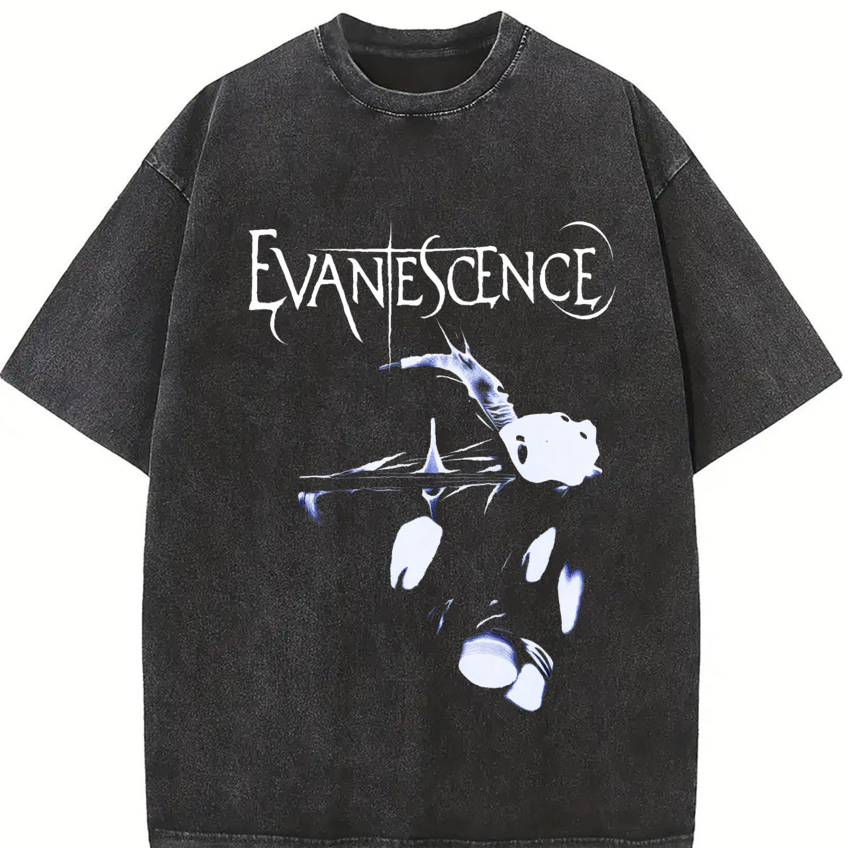 Retro New EVANESCENCE Band Christmas Retro Music vintage washed oversized T-shirt in Black