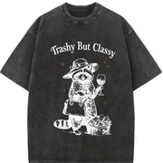 Trashy but Classy Raccoon Animal Cute Trash Panda Vintage Washed T-Shirt in Black