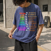 Dream Like Martin Lead Like Harriet the Black History Vintage Washed T-Shirt in Blue