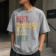 Soccer Dad Father and Son Soccer Vintage Washed T-Shirt in Gray