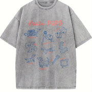 Pasta Dachshund Italian Foodie Wiener Dog Vintage Washed T-Shirt in Gray