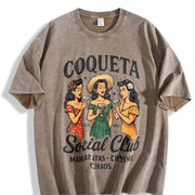 Coqueta Social Club Vintage Washed T-Shirt in Brown