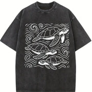 Turtles ® Ocean 90s Vintage Washed T-Shirt in Black