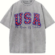 USA 1776-2026 Vintage Washed T-Shirt in Gray