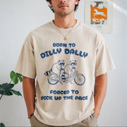 Born to Dilly Dally Vintage Washed T-Shirt in Beige