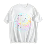 Skeleton & Letter Ladies Cotton T-Shirt in White