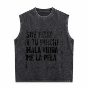 Mexican Humor Vintage Washed Tank Top in Black