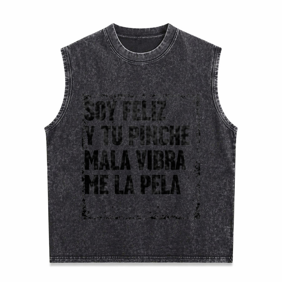 Mexican Humor Vintage Washed Tank Top in Black