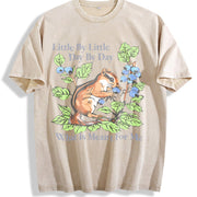 Pure with Squirrel and Berry Vintage Washed T-Shirt in Beige