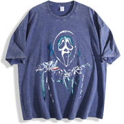 Dead by Daylight Ghost Face – Smooth Prints for Man vintage washed oversized T-shirt in Blue
