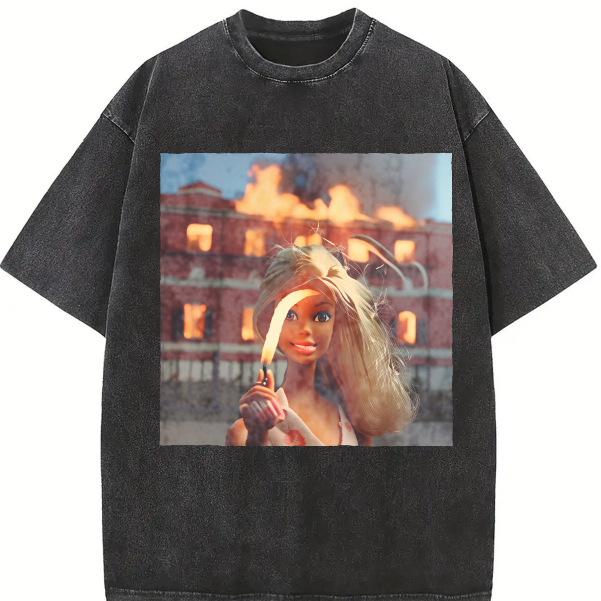Glam Doll Outside a Burning House Vintage Washed T-Shirt in Black