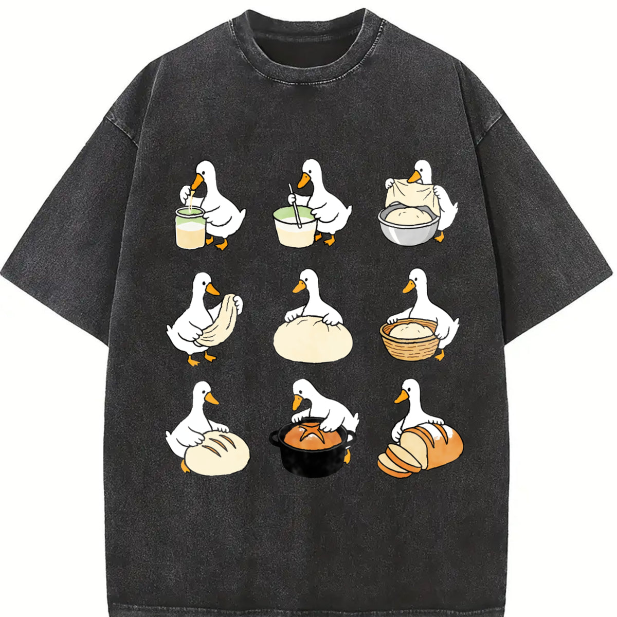 Goose Sourdough Baking Vintage Washed T-Shirt in Black