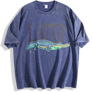 Later Gator 90s Retro Style 4th Of July Alligator vintage washed oversized T-shirt in Blue