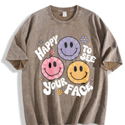 Teacher Happy to See Your Face Vintage Washed T-Shirt in Brown