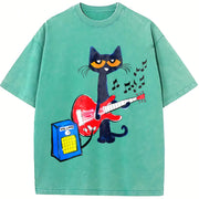 Pete The Cat Playing Guitar Party's vintage washed oversized T-shirt in Blue