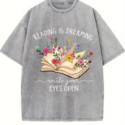 Reading Is a Dream Vintage Washed T-Shirt in Gray