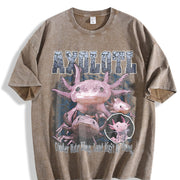 Axolotl 90s Underwater King Animal Rap Vintage Washed T-Shirt in Brown